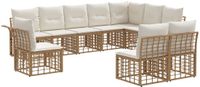 vidaXL Hoek loungeset 10 zitplaatsen Polyester Natuurlijk en crème wit