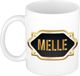 Bellatio Decorations Naam cadeau mok - heren - Melle - gouden embleem - 300 ml - meester - bedankje - afscheid