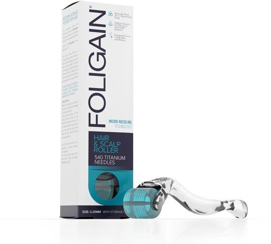 FOLIGAIN - Dermaroller met 540 Titanium Naaldjes (0,25 mm) - Zwart