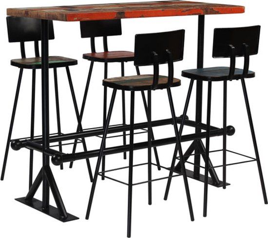 vidaXL 5-delige Barset massief gerecycled hout meerkleurig
