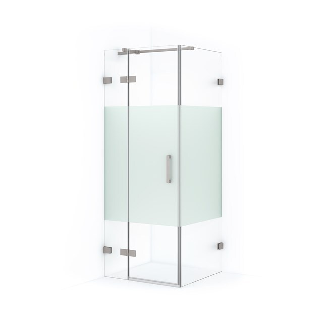 Maxaro Douchecabine Diamond 80x80cm 8mm Helder Veiligheidsglas met Matte Strook Geborsteld RVS