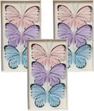 Decoris decoratie vlinders op draad - 9x - gekleurd - 8 x 6 cm