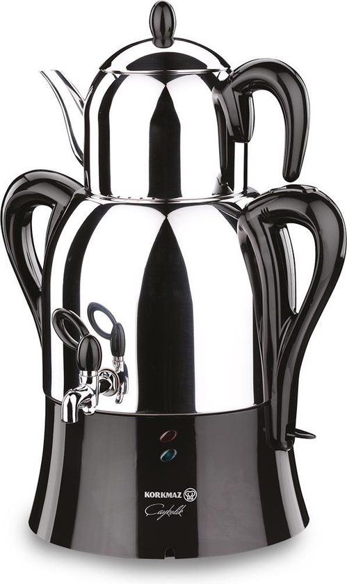 Korkmaz Elektrische Turkse theepot - Zwart - 3.9L - 2000W - 4 jaar garantie