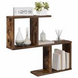 vidaXL - Wandplank - Gerookt - eiken - 60 x 12 x 50,5 cm - Bewerkt hout