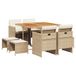 vidaXL 9-delige tuinset met kussens, beige, van polyrotan