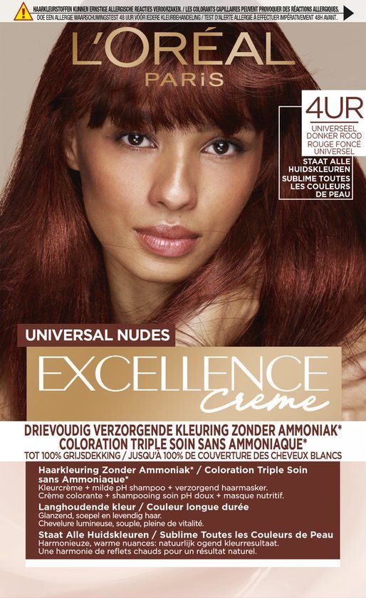 L'Oréal Paris Excellence Universal Nudes 4UR - Permanente Haarkleuring - Middenrood