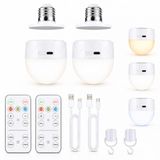Carehabi 2 stuks: oplaadbare lamp E27, afneembaar, type C | Dimbaar, timer, magnetische sokkel, 3 kleuren, 12 uur, 4-in-1 basis magneet en haak voor wandlamp