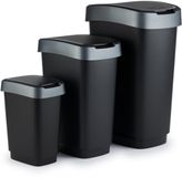Rotho Twist prullenbakken - swingdeksel - set van 3 stuks - 10, 25 en 50 liter - zwart