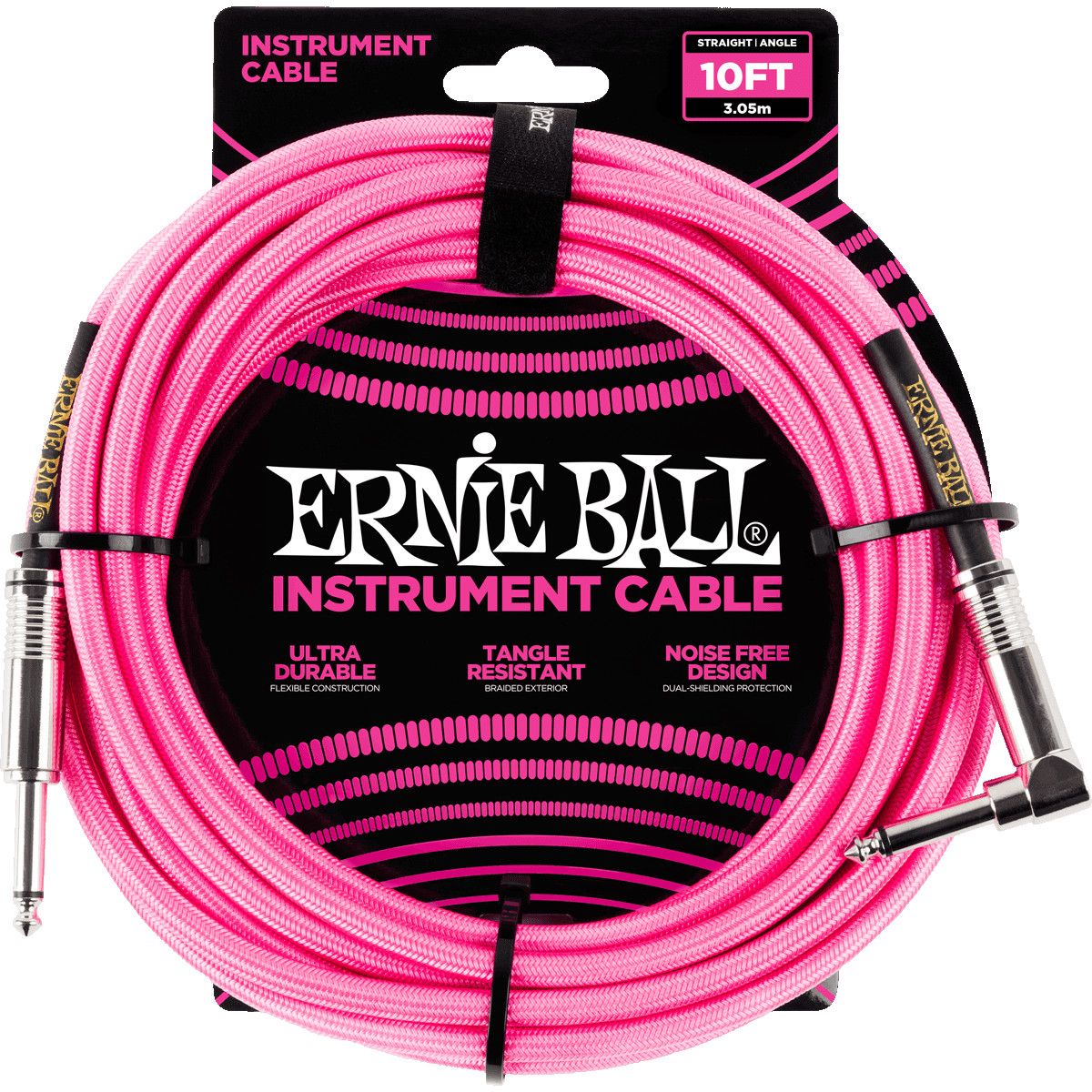Ernie Ball 6078 Braided Instrument Cable - 3 meter - Neon Pink
