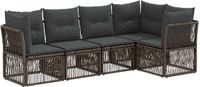 vidaXL Tuinbank - Set - 5-zits - Grijs - Polyrattan