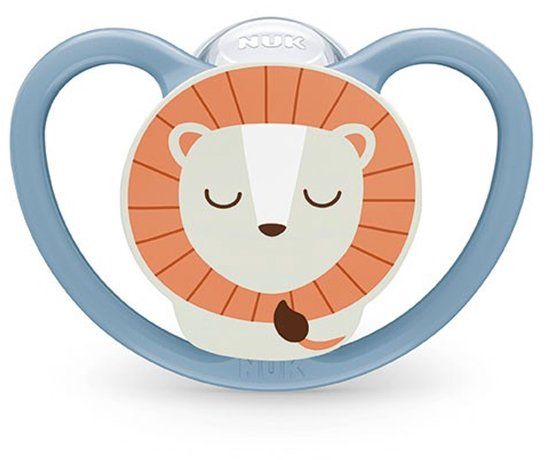 NUK Fopspeen Baby Nachtrust 6-18 maanden Silicone Lion FireFly