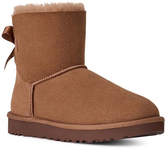UGG - Mini Bailey Bow II Laarzen Rocky Oak - Maat 39 - Unisex - Zwart - Maat 39 - Enkellaarzen