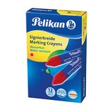 Pelikan 701029 waarschuwingskrijt voor ruwe oppervlakken, rood, 12 stuks