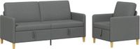 vidaXL Sofa Set Met Opslag 2 st Donkergrijs Polyester