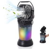 NONE Draagbare vernevelingsventilator met 4 snelheden en 180 graden bereik ° Oscillatie, 15000mAh batterij, 2000ml watertank, borstelloze motor, zaklamp & verticale kantelfunctie - Ideaal voor kamperen