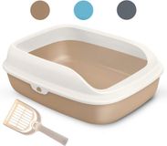Merkloos / Sans marque Merkloze Open Kattenbak met Schep, Geelbruin, Maat S