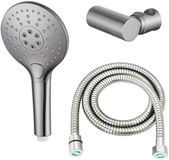 FortiFura Calvi Handdoucheset - diameter 12cm - rond - 3 straalsoorten - met houder - met anti twist - slang - 150cm - PVD - geborsteld RVS