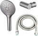 FortiFura Calvi Handdoucheset - diameter 12cm - rond - 3 straalsoorten - met houder - met anti twist - slang - 150cm - PVD - geborsteld RVS