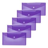 HERMA 20042 documentenmappen DIN lang (22 x 12 cm, polypropyleen, 5 stuks) transparante kijkzakken met drukknop voor school, universiteit, kantoor, PP enveloppen in paars