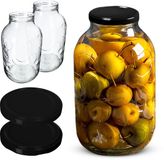 KADAX Weckpotten, 5 liter, inmaakpotten voor schroefdeksel, jampot, voorraadpot, conservenglas, ronde potten (zwart, 2 stuks)