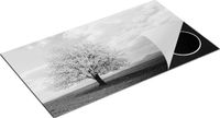Chefcare Inductie Beschermer Roze Sakura Bloesem Boom - Zwart Wit - 95x55 cm