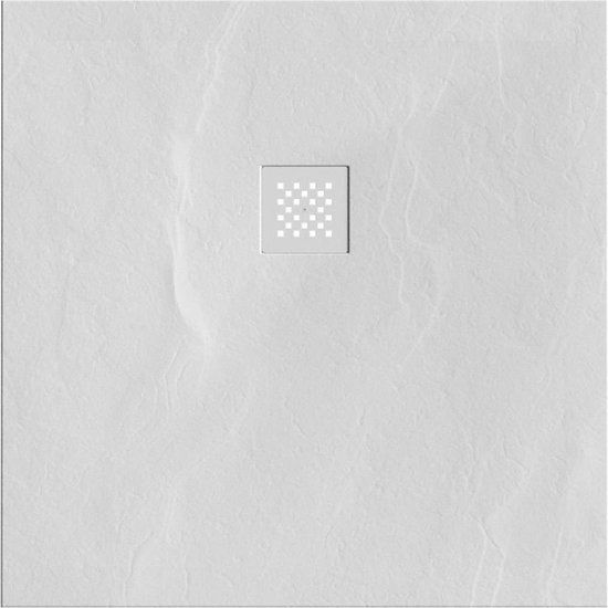 Sanitop Relievo Crag Douchebak 90x90 cm Mat Wit - Anti-slip - Mineraalmarmer