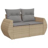 vidaXL 9-delige Loungeset met Kussens, Poly Rattan, Beige