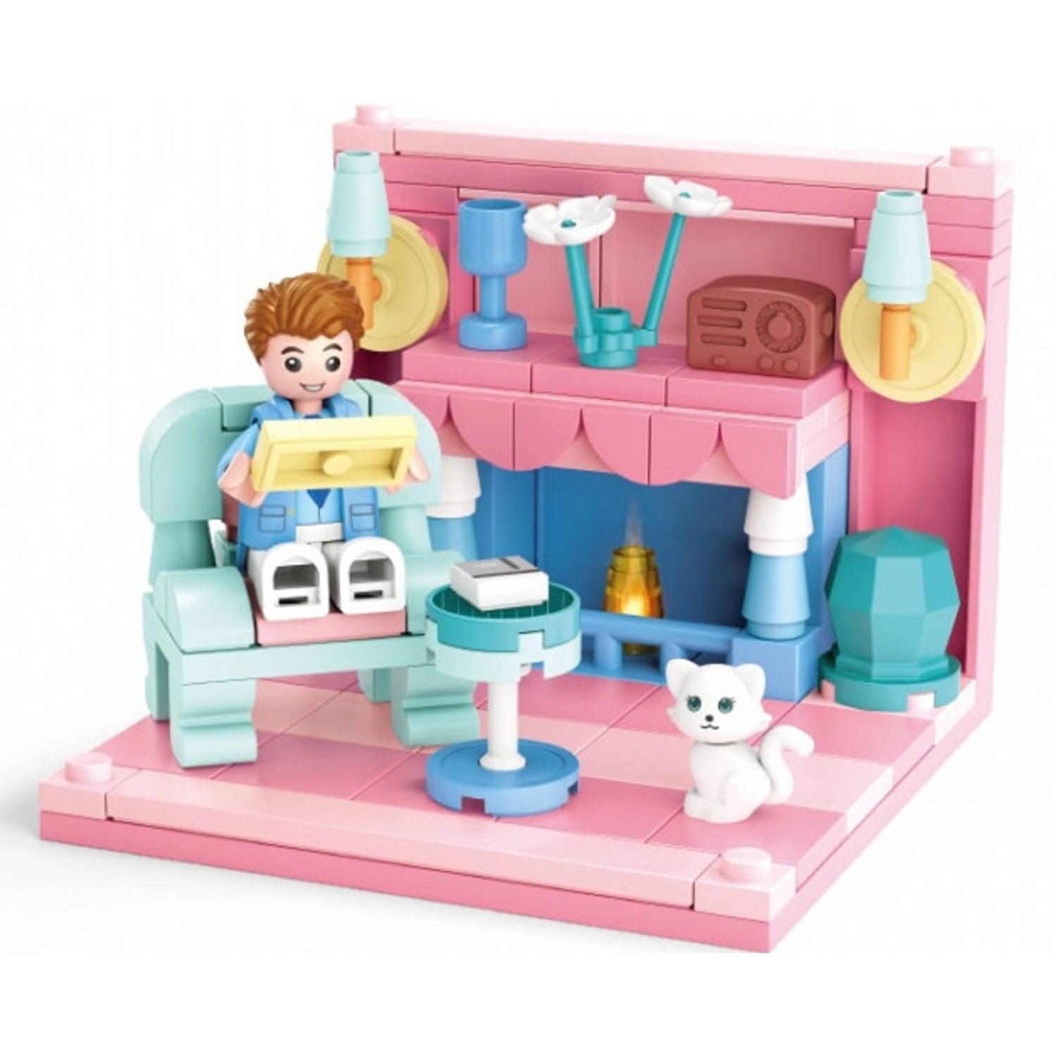 Sluban Woonkamer Junior 14,6 Cm Roze/blauw 111-delig