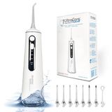 Aquapik® Travel Monddouche UltraCare draagbare tandplakverwijderaar, aanbevolen door tandartsen, verzorgt implantaten en orthodontica, 8 sproeiers + 4 gebruiksmodi + tank 300 ml (wit)