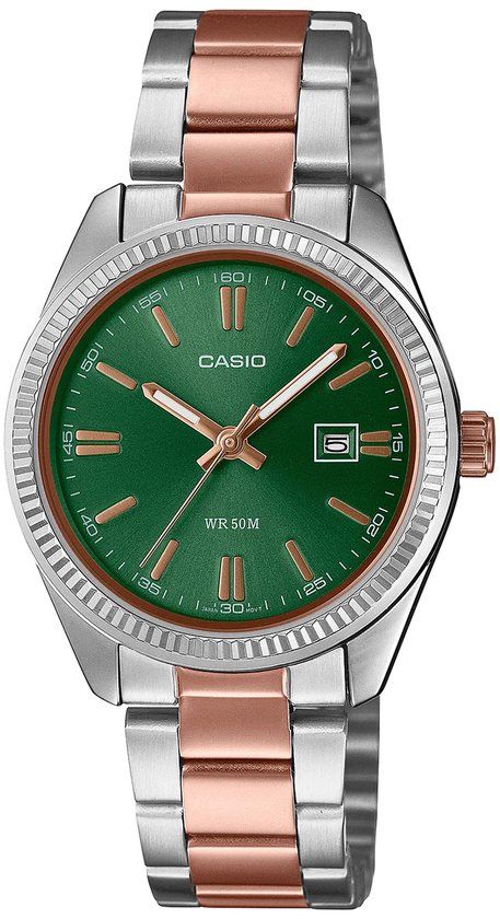 Casio Collection LTP-1302PRG-3AVEF Horloge Dames - Staal - Groen - Ø 30 mm
