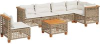 vidaXL 7-delige Loungeset met kussens, polyrattan, beige