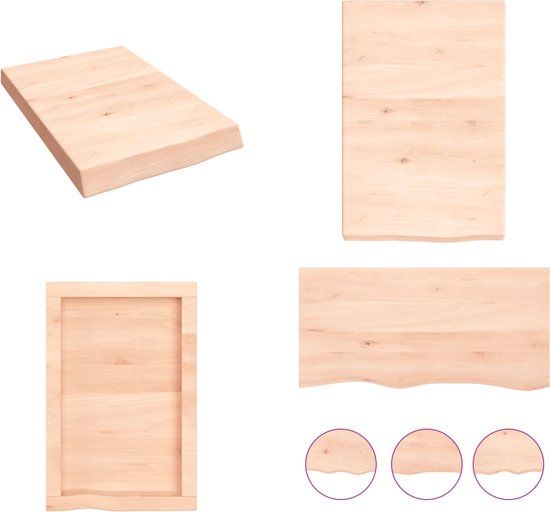 vidaXL Wandschap - 40x60x(2-6) cm - onbehandeld - massief - eikenhout