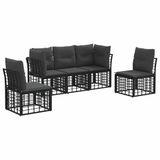 vidaXL Hoek loungeset Zwart Polyester 5-zits