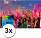 Merkloos Zakje met Holi kleurpoeder - 3x - lichtblauw - 100 gram