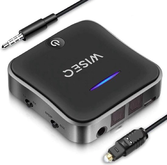 WISEQ Bluetooth Audio Transmitter & 2-in-1 Audio Receiver Low latency Beste kwaliteit TV - Auto â€“ Aux â€“ USB
