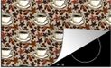 Merkloos KitchenYeah® Inductie beschermer 77x51 cm - Koffie - Kaneel - Patronen - Inductie kookplaat accessoire