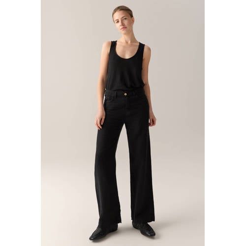 Lois Linnen Straight Leg Culotte - Zwart