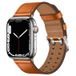 By Qubix Qubix Leren band met twin gesp - Lichtbruin met zilveren gesp - Geschikt voor Apple Watch 44mm / 45mm / 46mm / 49mm