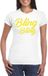 Bellatio Decorations Verkleed T-shirt dames - bling - wit - geel glitter - carnaval/themafeest XL