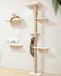 oCreon Klimwand voor katten - set 3-in-1 met krabpaal en 2 wandplanken - 178 cm hoog - massief hout - beige