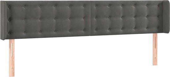 vidaXL Hoofdbord met randen 203x16x78/88 cm fluweel donkergrijs