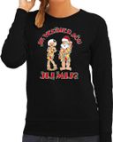 Bellatio Decorations Foute Kersttrui/sweater Dames - Ik versier jou, jij mij - Zwart - Maat M