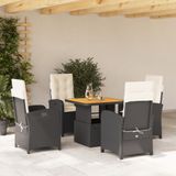 Maison Exclusive - Ensemble de jardin 5 pièces avec coin repas, coussins inclus, en polyrotin noir