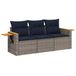 vidaXL 3-delige Loungeset met kussens, polyrattan, grijs