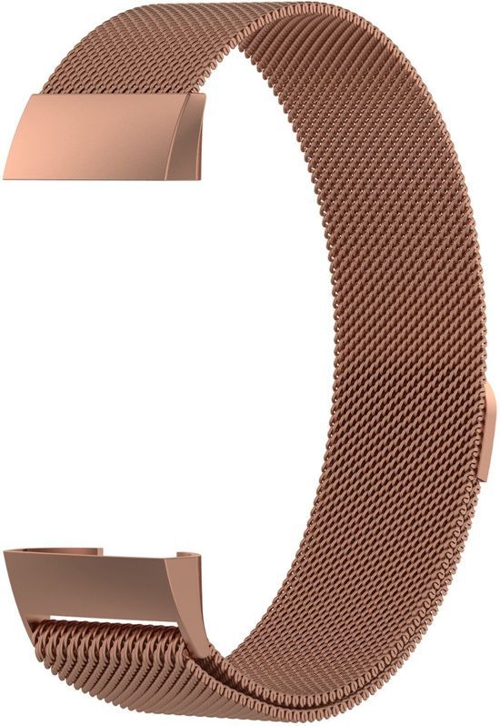 KELERINO. Milanese Horloge voor Fitbit Charge 3 Bandje Rose Goud Large