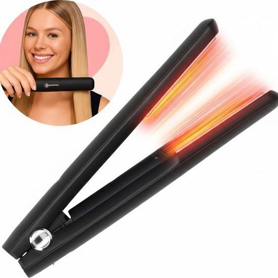 Peach Beauty Mini Draadloze Stijltang - Zwart - Keramisch - USB-C Oplaadbaar - Reisstijltang