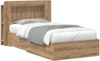 vidaXL Bedombouw met opslag Artisanaal eiken 80 x 200 cm Bewerkt hout