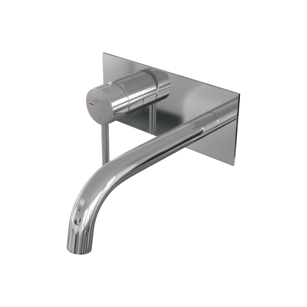 Brauer Chrome Edition inbouw wastafelkraan met gebogen uitloop en ronde staaf 20x9 chroom