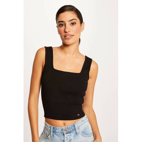 Morgan Ribbed Crop Top - Black