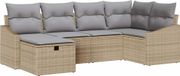 vidaXL Bankstel - 6-delig - Beige en Lichtgrijs - Poly rotan